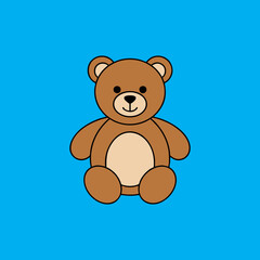 brown teddy bear vector illustration on blue background