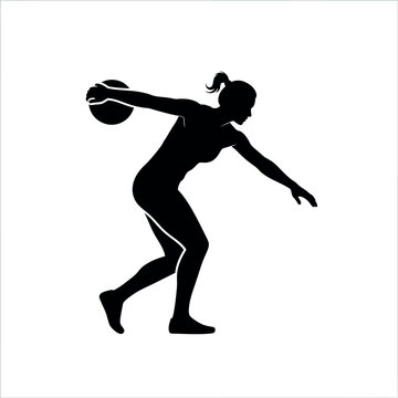 Female Discus Thrower Silhouette in Action.