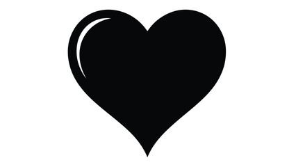 A simple black heart shape against a plain white background illustration