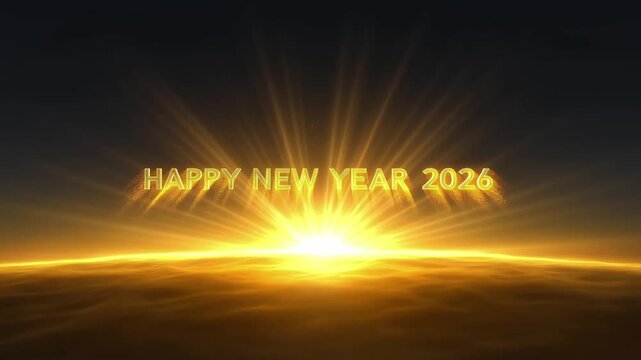 Golden Horizon Light Burst &mdash; Happy New Year 2026 Title Animation, New Year Celebration video, New Year 2026 wishes, Happy New Year video, New Year Decor