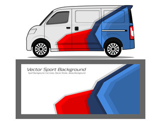 van livery design vector. Graphic abstract stripe racing background designs for wrap in blue color combination EPS 10