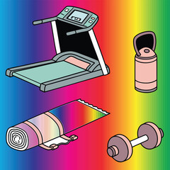 Back to school vector illustration featuring a set of education objects like books, a laptop, and a notebook icon