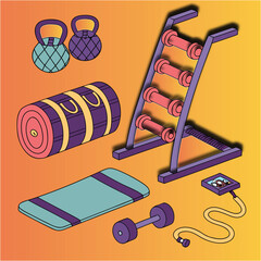 Vector illustration set of wood and metal child's playground equipment chair icons for business design