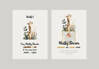 Editable Birth Card Layout With Two Design Options
