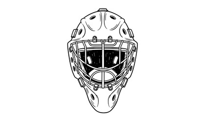 Fototapeta premium Detailed hockey goalie mask drawing in black and white