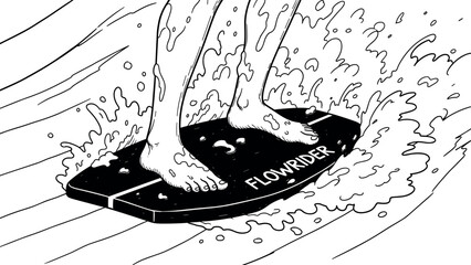 Flowrider adventure: dynamic line art of surfing experience