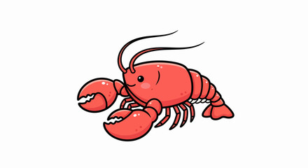 Cartoon lobster illustration, a vibrant red crustacean with large claws and antennae.