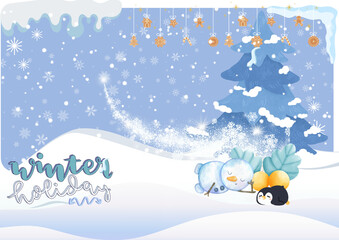 Card design with snowman.