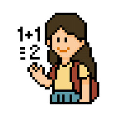 Obraz premium Pixel School Girl Mathematics Lesson