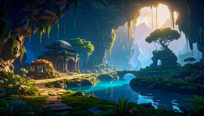 Beautiful Underground Garden with Ancient Architecture 02