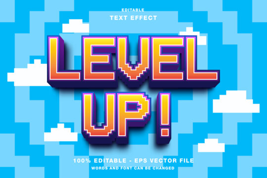Level Up Pixel Art Text Effect Editable
