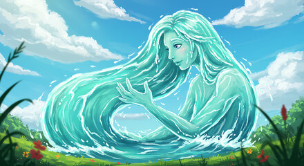 Water Spirit Goddess Rising from the Lake