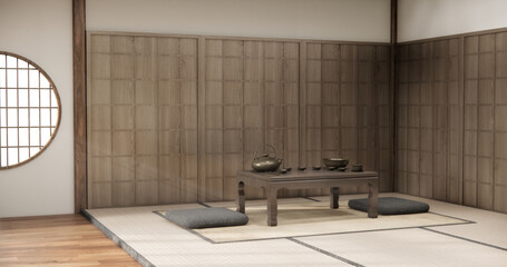 mock up, Japanese empty room tatami mat Designing the most beautiful. 3D rendering © Interior Design