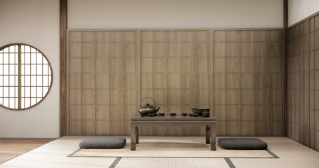mock up, Japanese empty room tatami mat Designing the most beautiful. 3D rendering © Interior Design
