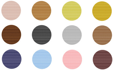 木目テクスチャのカラフルな丸セット