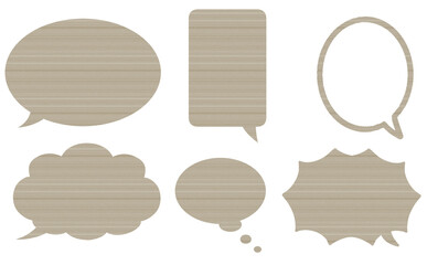 茶系の木目テクスチャのフキダシセット