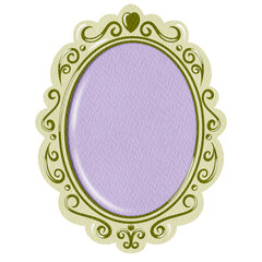 Elegant Decorative oval Frame Vintage Ornate Green Frame. Green Border Vintage Frame.