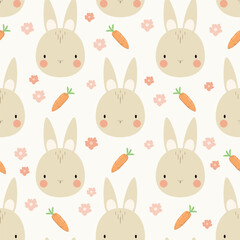 Obraz premium Seamless pattern with cute rabbits. Vector. 