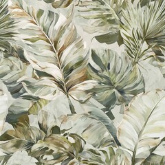 Seamless leaves pattern illustration with natural botanical shapes and clean artistic style.