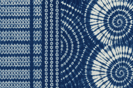 Modern and Original dip dye, tie dye, batik and shibori pattern on white canvas in high resolution
