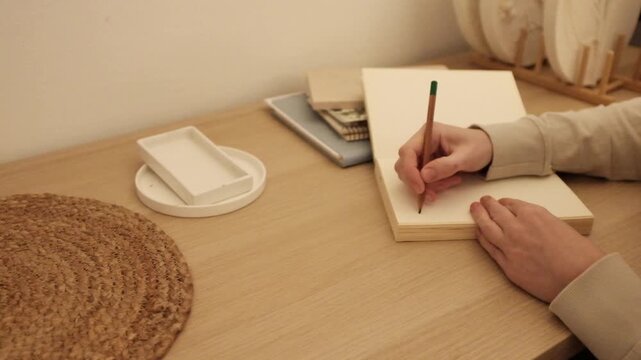 Beautiful light slow motion video. Gratitude journal, mental self care, mindfulness, self reflection, creatine writing. Concept of education, self planning, to do list.
