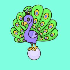 Majestic Peacock Displaying Its Vibrant Tail on a Pearl
