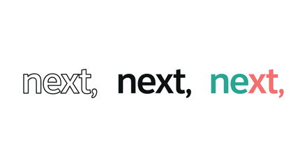 Next text label variations showing outline solid and color flat design styles