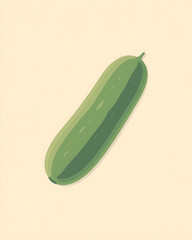 Fresh Cucumber Illustration on Light Background