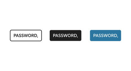 Password text button icon set different styles outline solid and color for security