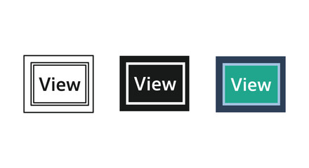 View button icon set different styles outline solid and color text inside frame