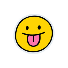 Fototapeta premium Cute Emoji Face with Tongue Out in Fun Cartoon Style. Playful Smiley Face with Tongue Expression