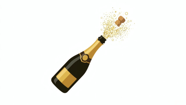Vibrant illustration of a champagne bottle with a cork popping, symbolizing joyful celebration and festive moments for special occasions - Powered by Adobe