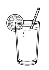 Lemonade juice with slice of a lemon