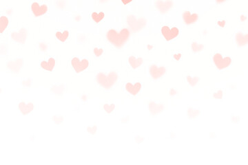 Romantic pink hearts PNG confetti with soft blur floating hearts, bright love background and transparent PNG overlay suitable for greeting cards, Valentine decoration, holiday celebration or panoramic © Igor