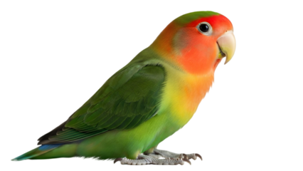 Colorful rosy faced lovebird portrait isolated on transparent background