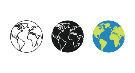 Obraz premium World map earth planet globe icon outline silhouette flat style design international global sign