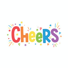 Festive Cheers colorful word with decorations