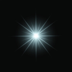 Brilliant Star-Shaped Lens Flare Light Effect with 12 Rays on Dark Background vector
