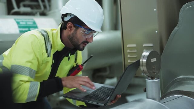 Formal check on pipeline connections by an engineer to ensure maximum operational efficiency of the industrial chiller system