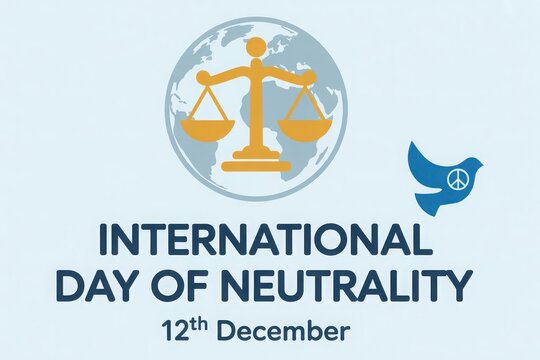 International Day of Neutrality scales and dove peace - Powered by Adobe