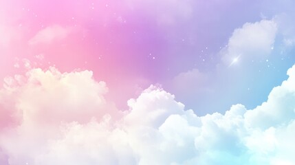 Pink and blue sky with clouds at sunset over a natural landscape scene