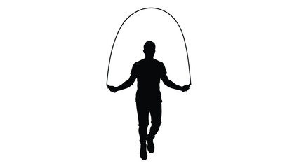 Silhouette of a person jumping rope in a dynamic pose © Nusaifa
