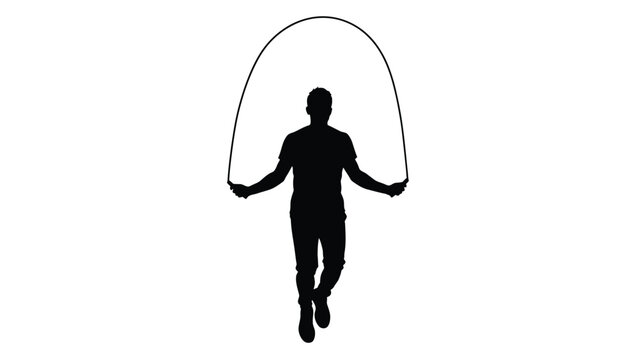 Silhouette of a person jumping rope in a dynamic pose