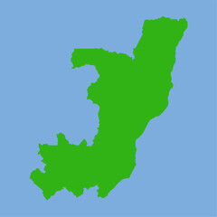 Green silhouette map of the Republic of the Congo in a simple flat vector style with clear country shape and region outlines