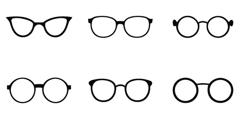 Set of different eyeglass frame styles icons