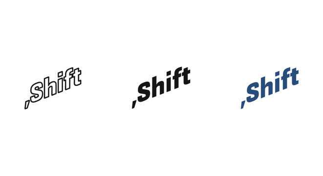Shift word icon with different style variations showing concept of change movement and action