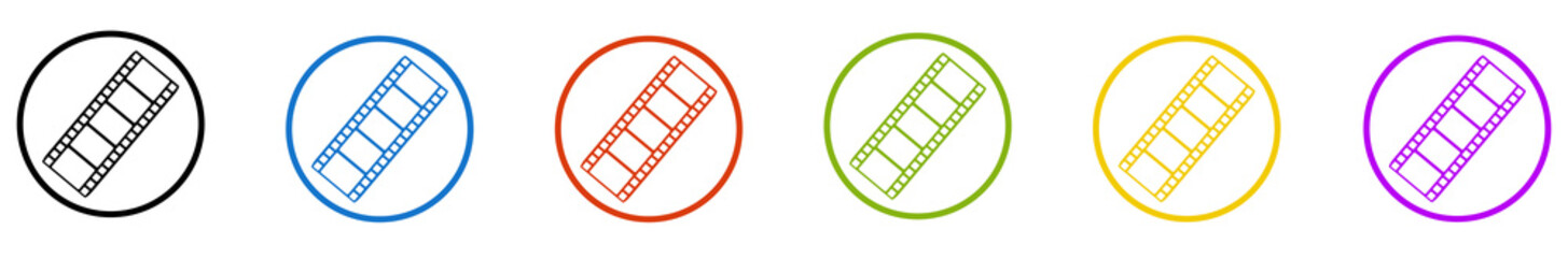 Banner mit 6 farbigen Icons im Kreis: Film oder Negativ