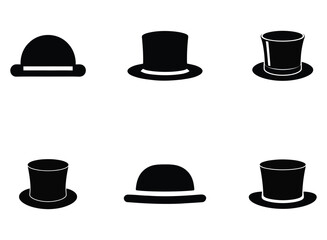 Black top hat and bowler hat silhouettes