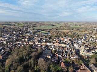 High Street Halstead Town Centre Essex UK drone,aerial  high angle © Air Video UK 