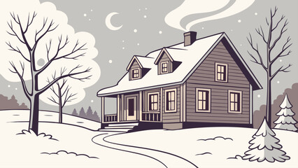 winter landscape with house